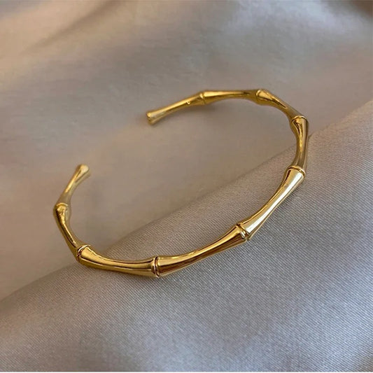 Pulsera Minimalista De Bambú En Acero Inoxidable
